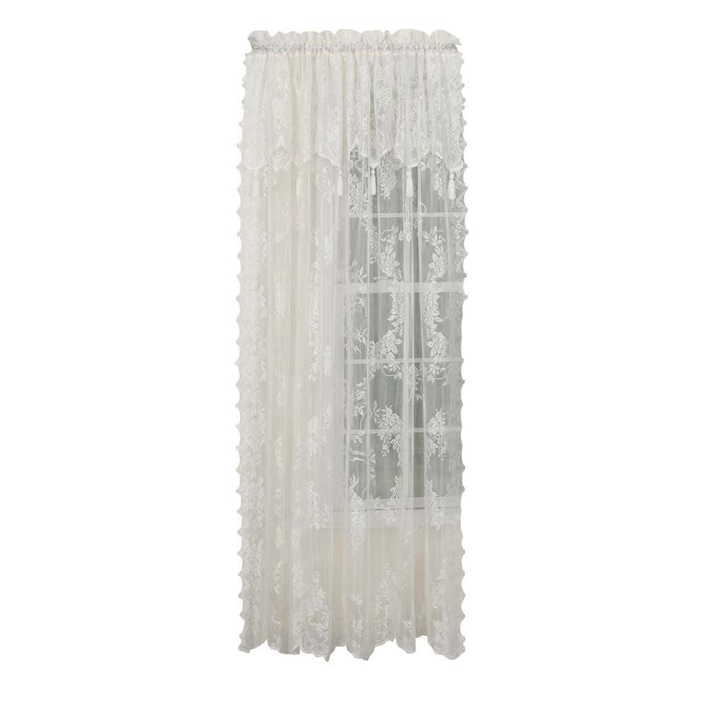 Renaissance Home Fashion Stylemaster Home Products Carly Lace Panel with Attached Valance, 56 by 63-Inch Plus 17-Inch, Ecru