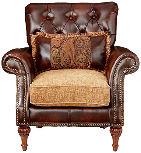 Acme Dreena Rolled Arm Upholstered Chair with Pillow Brown Faux Leather 5497