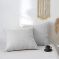 Simple&Opulence 100% French Linen Euro Shams With Embroidery (26'' X 26'') - Pack Of 2 - Pre Washed Solid Color Natural Flax Soft Breathable - Grey