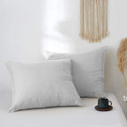 Simple&Opulence 100% French Linen Euro Shams With Embroidery (26'' X 26'') - Pack Of 2 - Pre Washed Solid Color Natural Flax Soft Breathable - Grey