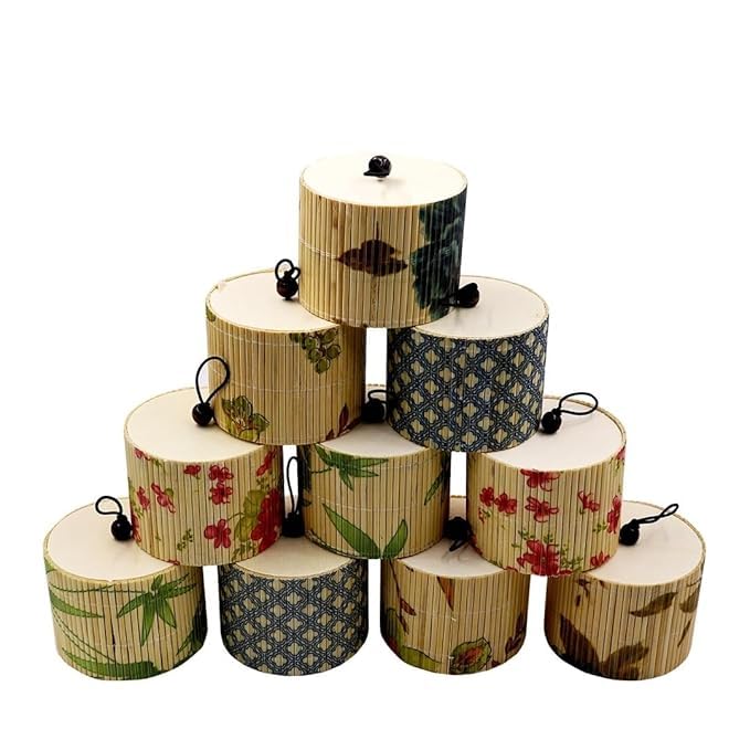 VINTAGER Bamboo Jewellery Box | Natural EcoFriendly Round Wooden Storage Containers with Lids | Ideal for Gifting, Storing Ring