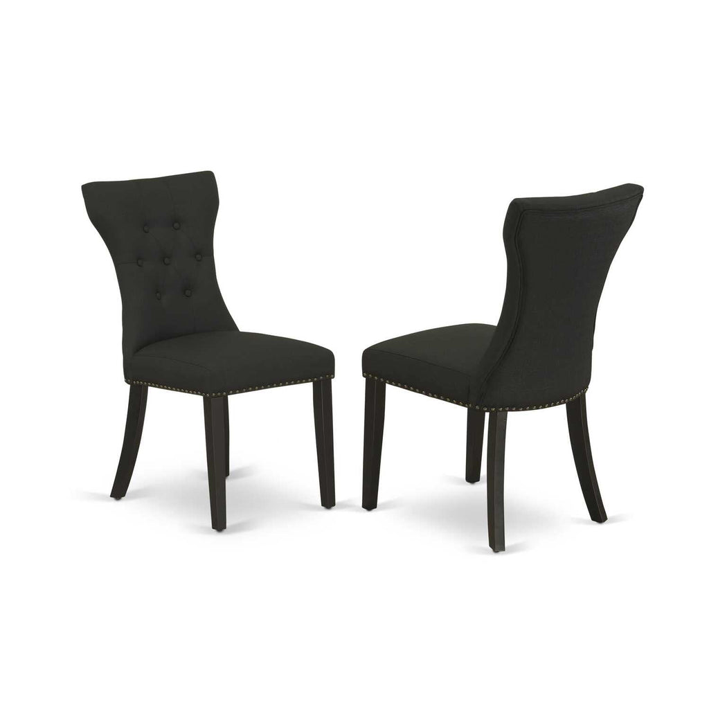 East West Furniture Amfo5-Bch-01 5 Piece Kitchen Table & Chairs Set Includes A Round Dining Room Table With Pedestal And 4 Cream Linen Fabric Parsons Dinette Chairs, 36X36 Inch, Black & Cherry
