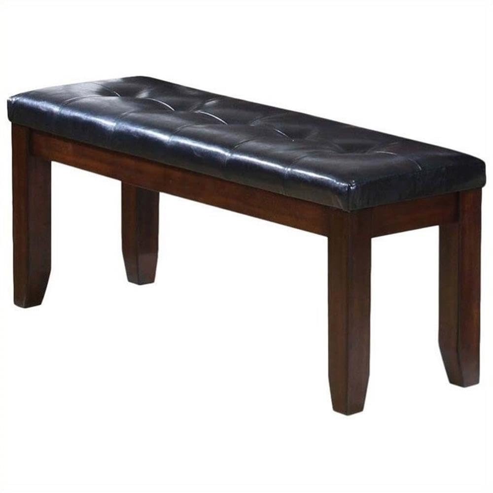 Acme Urbana Bench, Black PU & Cherry/Transitional/Black PU & Cherry