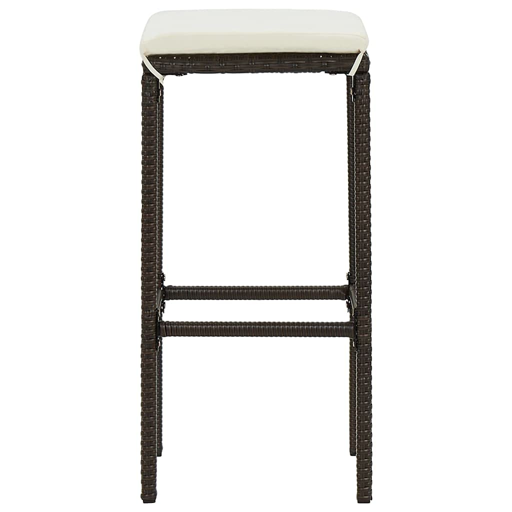 Bar Stools with Cushions,SKM Bar Stools with Cushions 4 pcs Brown Poly Rattan