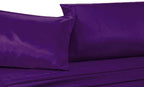 Mk Collection 4Pc Queen Soft Silky Satin Solid Purple Deep Pocket Sheet Set New