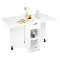 Mondeer Folding Dining Table, 47.2' X 28.3' Drop Leaf Kitchen Table With 1 Drawer And 2 Open Storage Shelves For Small Space Dining Room Kitchen Rectangular Modern (White)