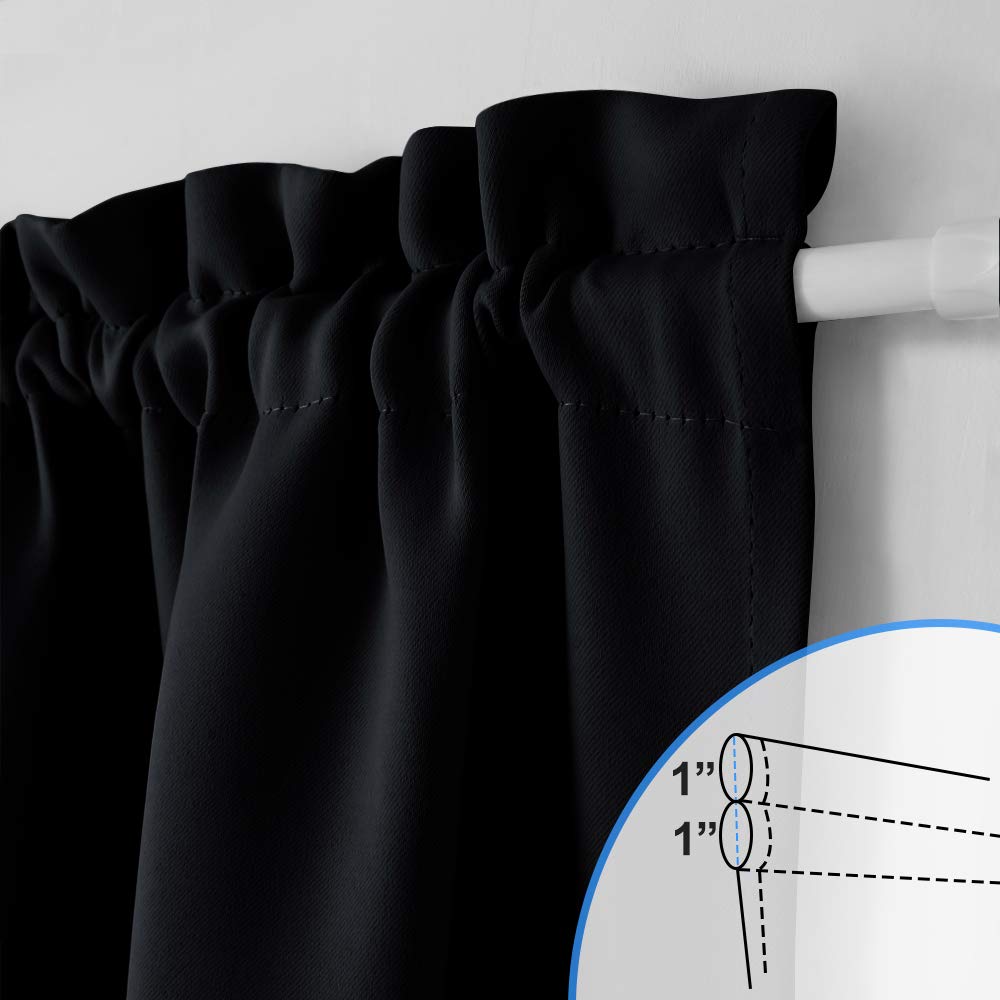 Nicetown Side Door Window Curtains - French Door Curtains For Kitchen Window, Privacy Door Shades For Sidelight Curtains, Thermal Insulated Door Window Covering, W12 X L72, Black, 1 Panel