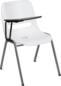 Flash Furniture Hercules White Ergonomic Shell Chair With Right Handed Flip-Up Tablet Arm