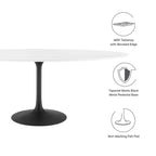 Modway Lippa 78" Oval-Shaped Mid-Century Modern Dining Table With White Wood Top And Black Base