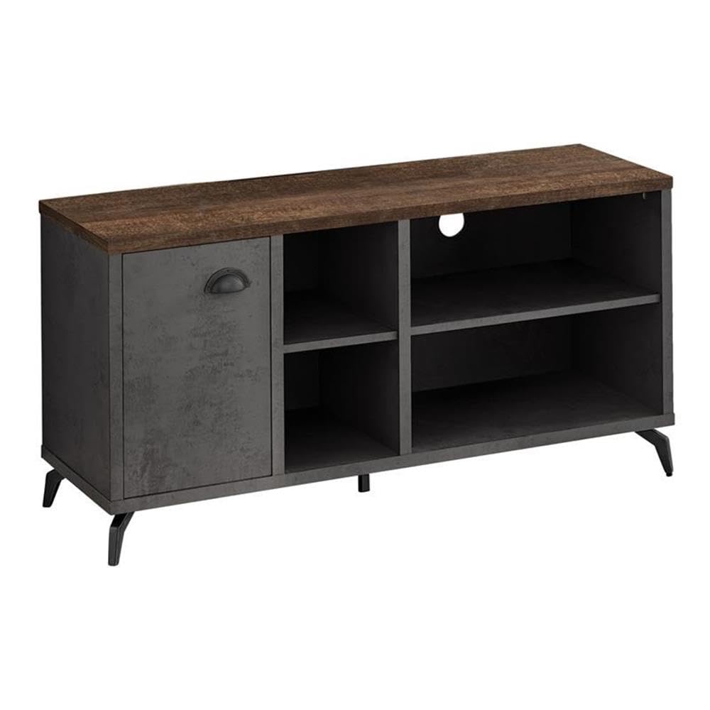 Monarch Specialties I 2830 Tv Stand, 48 Inch, Console, Media Entertainment Center, Storage Cabinet, Living Room, Bedroom, Laminate, Metal, Grey, Brown