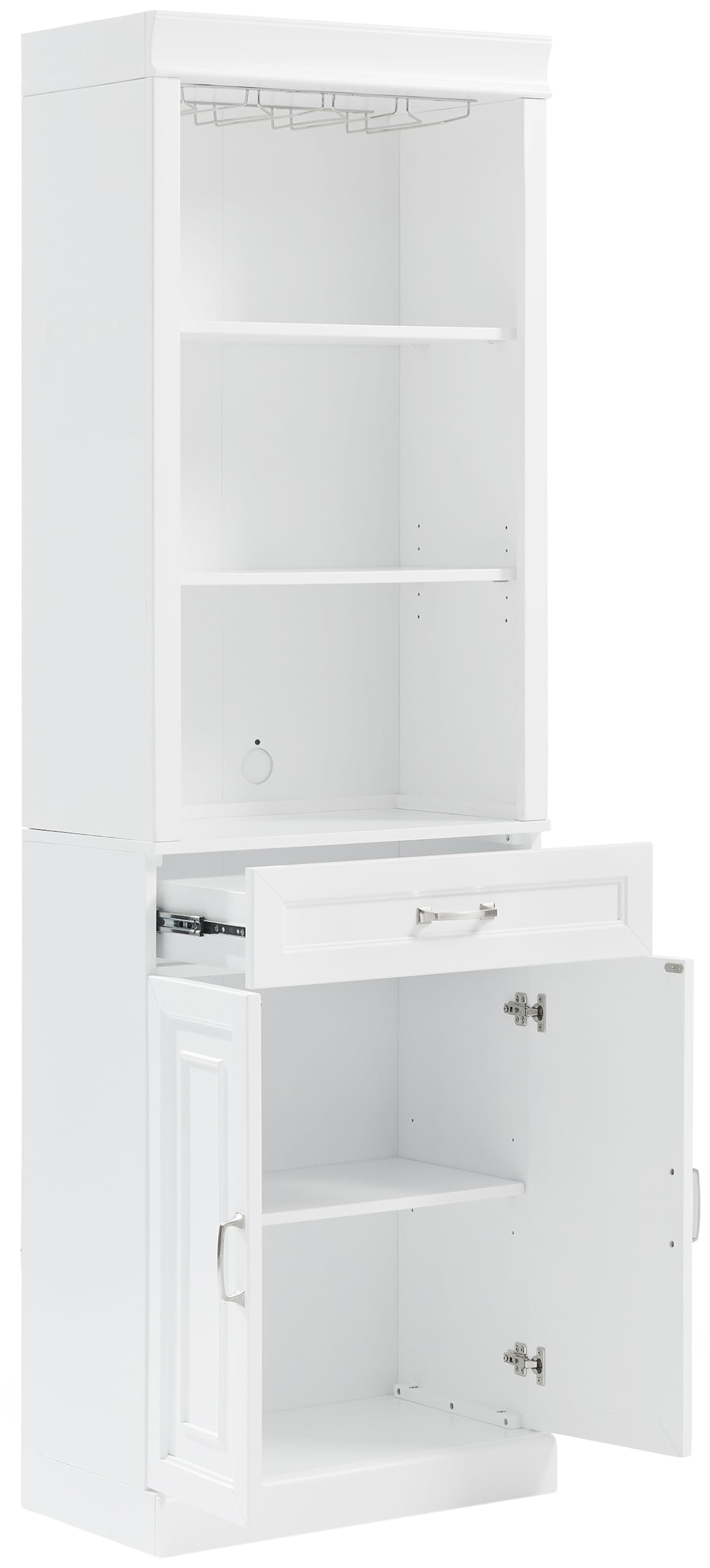 Crosley Furniture Stanton 2-Piece Wine, Liquor, Coffee Bar Cabinet Set with Storage Shelves and Drawers, White