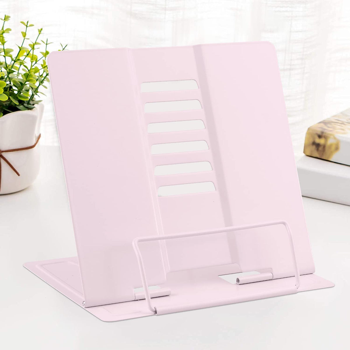 Msdada Book Stand Metal Reading Rest Book Holder Adjustable Cookbook Documents Holder Portable Bookstands For Recipes Textbooks