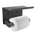 SetSail Toilet Paper Holder with Shelf Adhesive or Screw Bathroom Toilet Paper Roll Holders Wall Mount Matte Black Tissue Holder