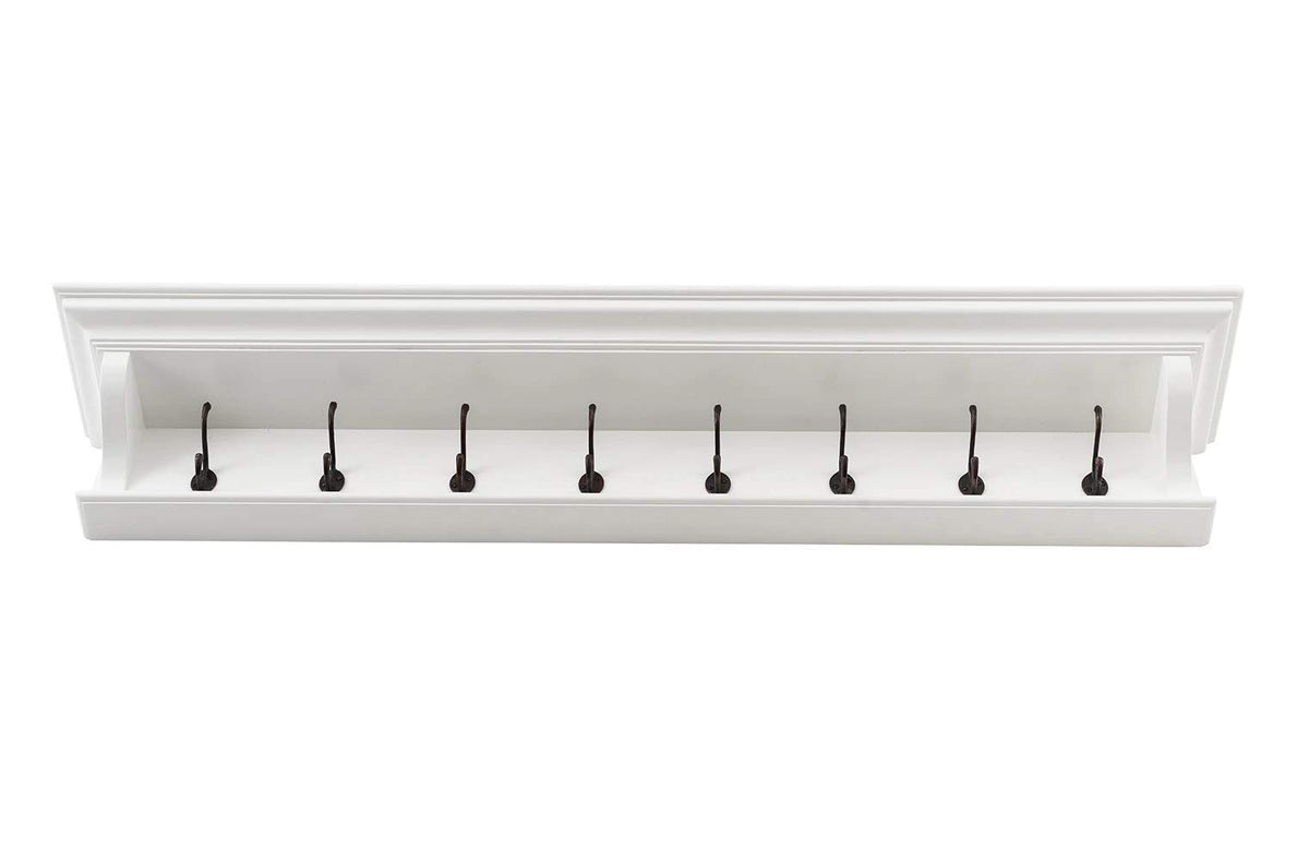 Novasolo Halifax Mahogany Wood 8 Hook Coat Rack 130 Cm In White