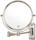 ALHAKIN Wall Mounted Makeup Mirror - 10x Magnification 8 Two-Sided Swivel Extendable Bathroom Mirror Nickel Finish