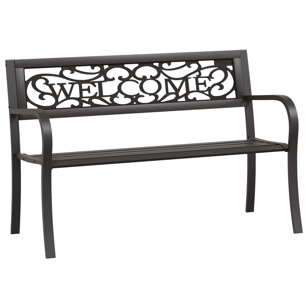 vidaXL Black Patio Bench 49.2 Made of Durable PowderCoated Steel  WeatherResistance and Easy Assembly for Garden, Patio, and