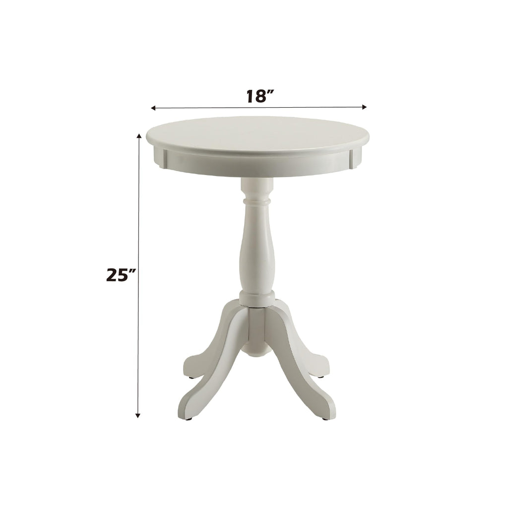 Acme Alger Round Wooden End Table In White