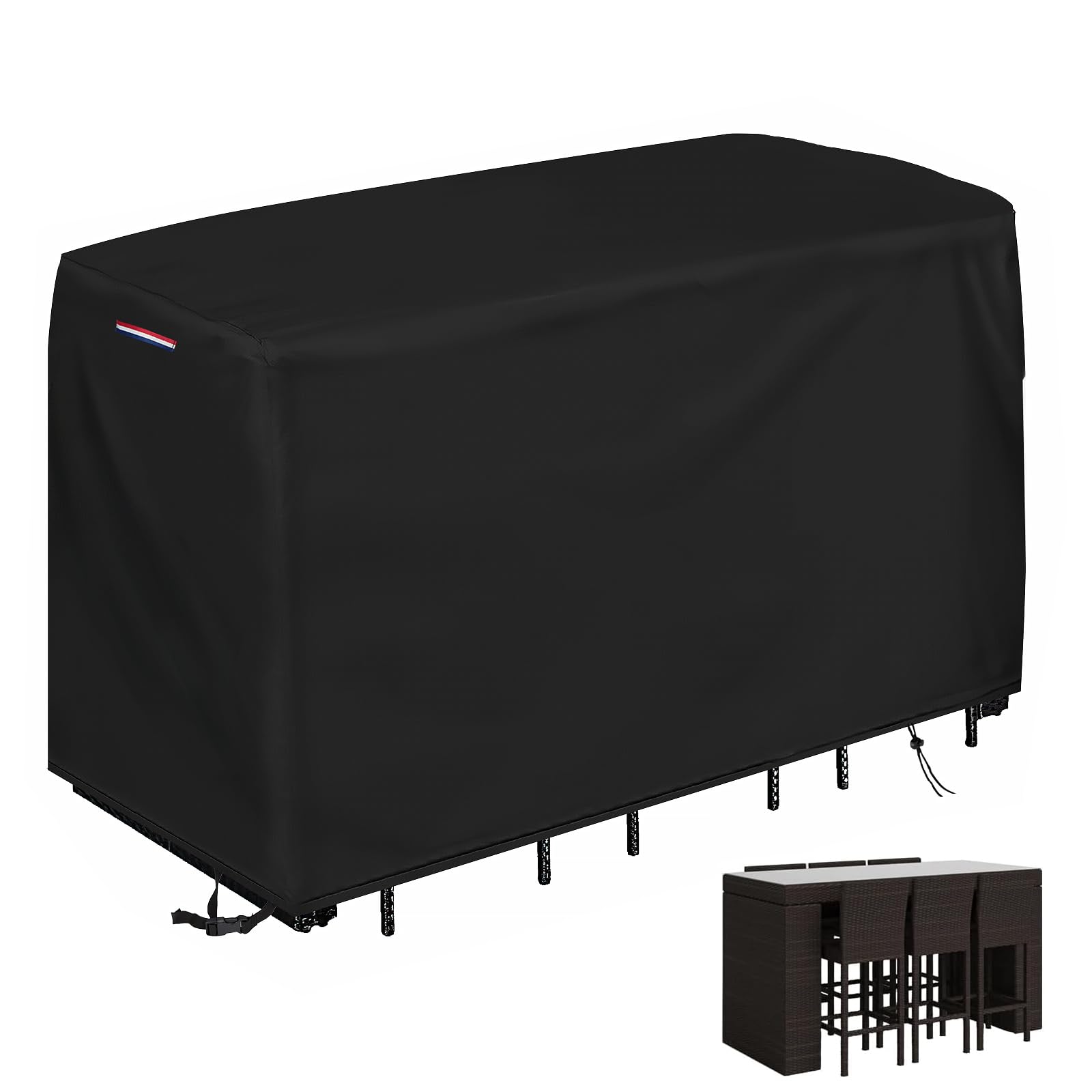 Loenel Patio Bar Height Set Cover, Waterproof Outdoor Swivel Bar Set Cover For Patio Bistro Set Of 3 Pieces/Outdoor High Top Tab