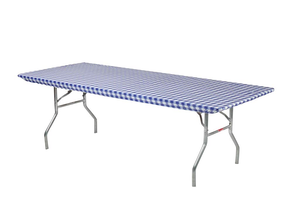 Kwik-Covers 6' Rectangle Plastic Table Covers 30' X 72', Bundle Of 5 (Blue Gingham)