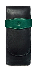 Pelikan 3-Pen Leather Pouch, Black/Green, 1 Each (924092)