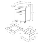 Monarch Specialties I 7051 File Cabinet, Rolling Mobile, Storage Drawers, Printer Stand, Office, Work, Laminate, Grey, White, Contemporary, Modern