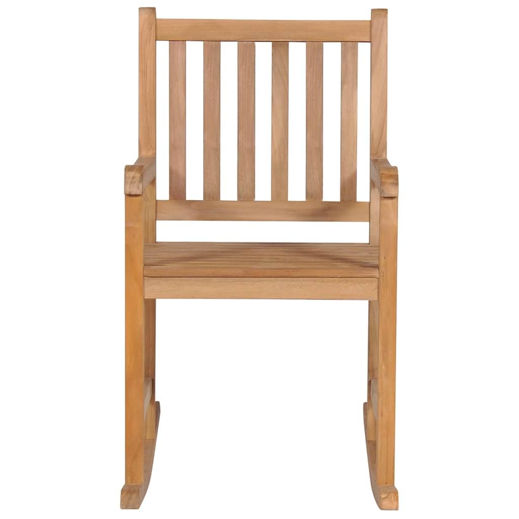 vidaXL Indoor/Outdoor Rocking Chair, Relaxation Chair with Red Cushion, Solid Teak Wood Construction, Slatted Back and Seat, Ideal for Garden, Patio and Living Room