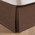 Miye Pleated Waffle Weave Bed Skirt, Tailored Dust Ruffle 18 Inch Drop Easy Fit, Machine Washable (Brown, Queen - 18'' Drop)