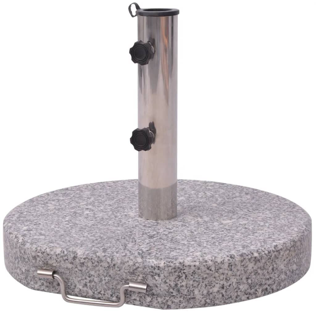 vidaXL Adjustable Parasol Stand with Granite Base and Stainless-Steel Handle - 17.7 Diameter - Fits Parasols Up to 118 - Portabl