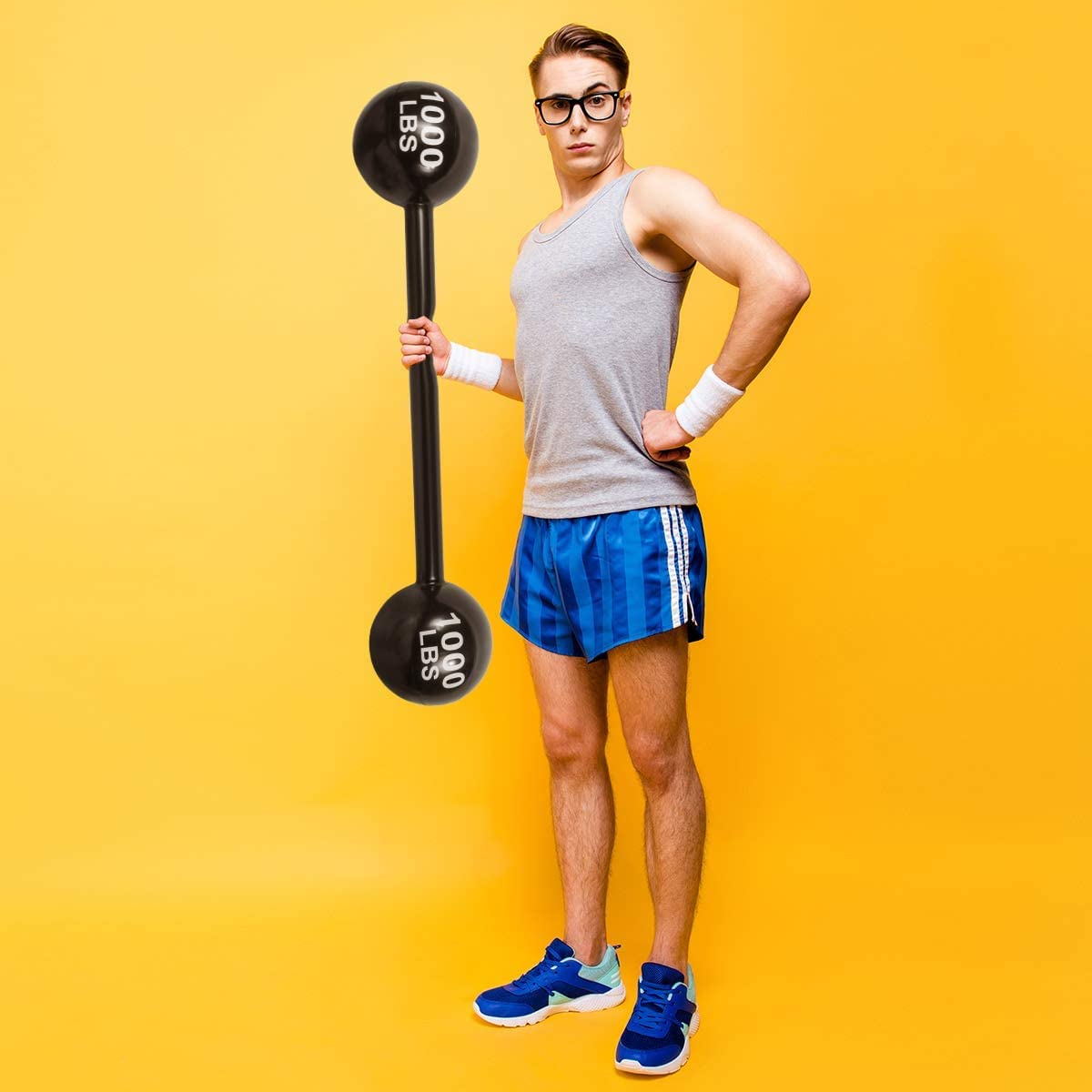 2 Pcs Giant Inflatable Dumbbell Barbell - Carnival Circus Birthday/Halloween Party Decorations Supplies Fake Weights Cosplay Pro