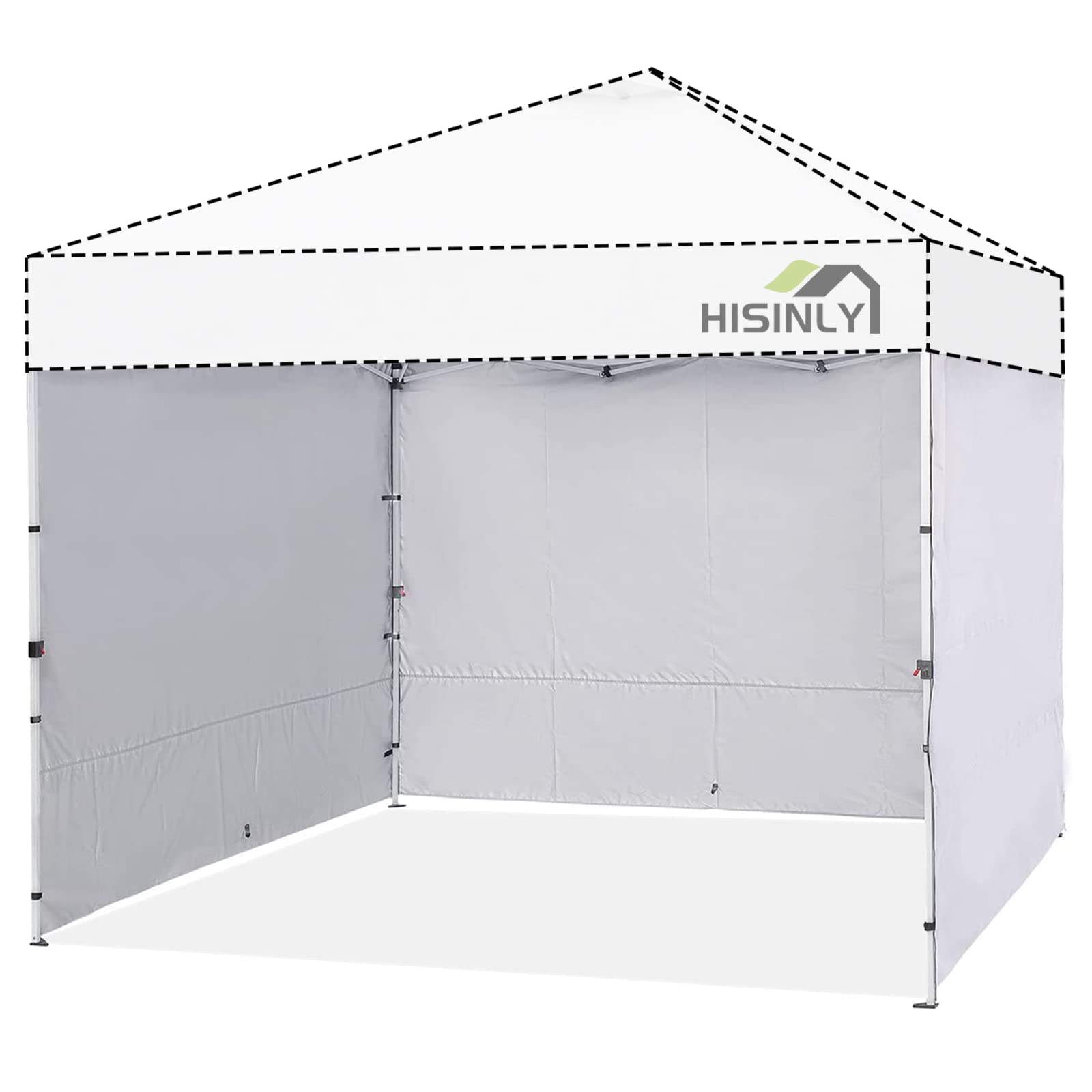 Hisinly Instant Canopy Tent Sidewalls For 10X10 Pop Up Canopy 210D Waterproof,3 Piece Sidewalls, White(3Pcs Sidewall Only, Canop