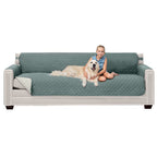 Sofa Shield Patented Couch Cover, Large Furniture Protector With Straps, Reversible Tear And Stain Resistant Slipcovers, Quilted Microfiber 88” Seat, Washable Covers For Dogs, Kids, Seafoam Cream