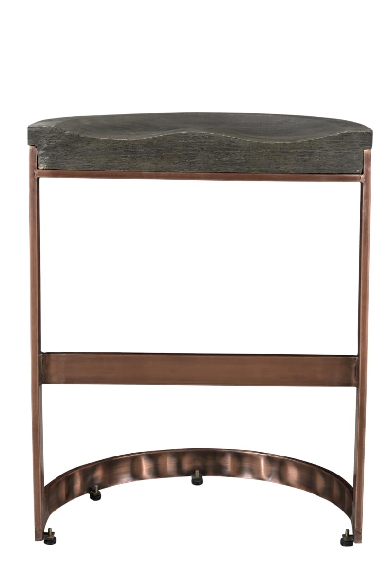 HomeRoots 488814 30 in. Iron Backless Bar Height Bar Chair with Footrest Gray & Copper