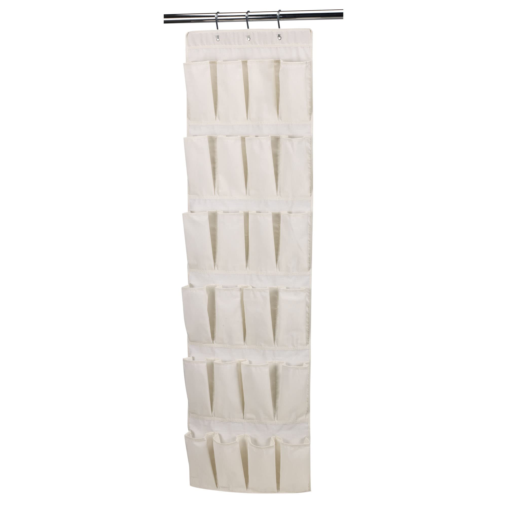 Household Essentials Over The Door 24 Packet Shoe Storage Organizer, Natural Canvas