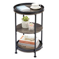 Dulcii Side Table, Round End Table with 3 Shelves for Living Room, Bedroom, Nightstand with Steel Frame for Small Spaces, Indust