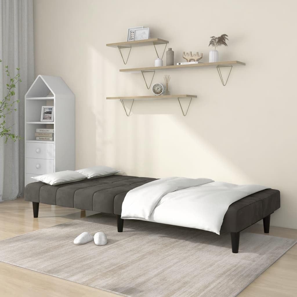 vidaXL 2-Seater Sofa Bed in Dark Gray Velvet - Convertible Loveseat Sleeper for Living Room, Home Office, or Studio