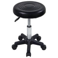 FURWOO Round Swivel Stool with Wheels PU Leahter Rolling Stool Height Adjustable Stool for Spa Salon Massage Black