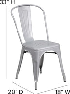 Commercial Grade 31.5 Square Silver Metal Indoor-Outdoor Table Set with 4 Stack Chairs