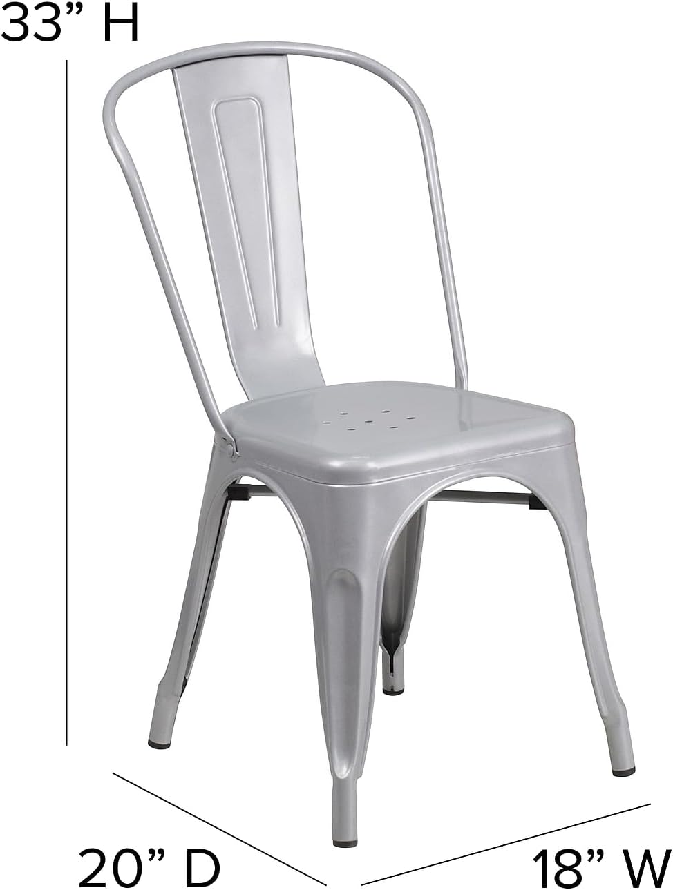 Commercial Grade 31.5 Square Silver Metal Indoor-Outdoor Table Set with 4 Stack Chairs
