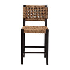 Baxton Studio Alise Modern Bohemian Dark Brown Mahogany Wood And Banana Fiber Counter Stool