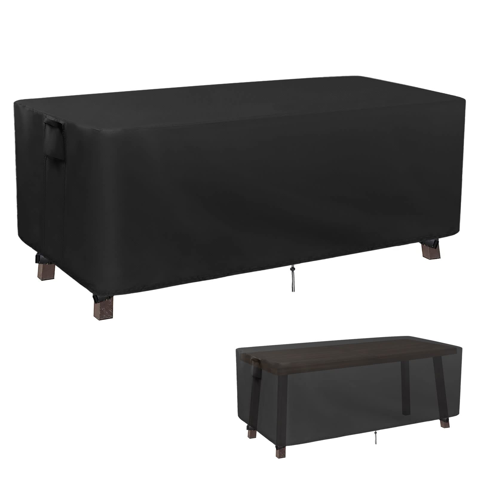 Kingling Patio Table Covers, Rectangular Outdoor Dining Table Cover 72 Inch Outdoor Coffee Table Covers Waterproof Heavy Duty Patio Furniture Covers For Outside-72''L X 36''W X 29''H (Black)