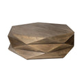 HomeRoots 376278 Hexagonal Hinged Solid Wood Top & Base Coffee Table
