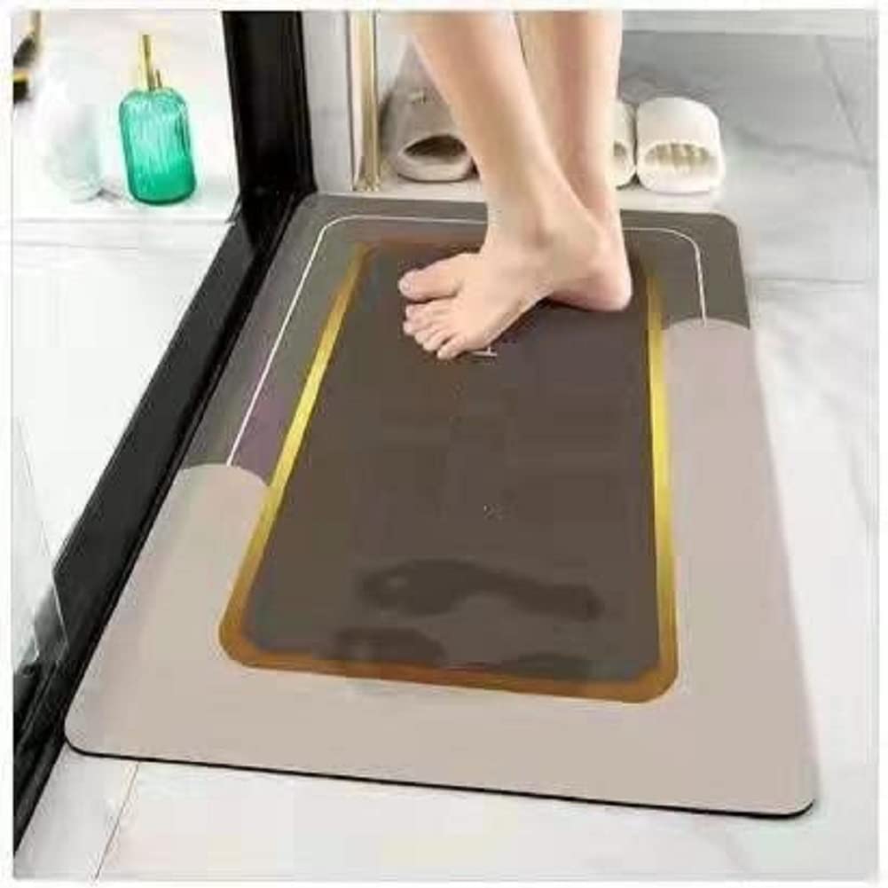 GION Water Absorbing Mat Bathroom Floor Mat Super Absorbent Quick Dry Rubber Backed AntiSlip Floor Mat Non Slip Bath Carpet Rug