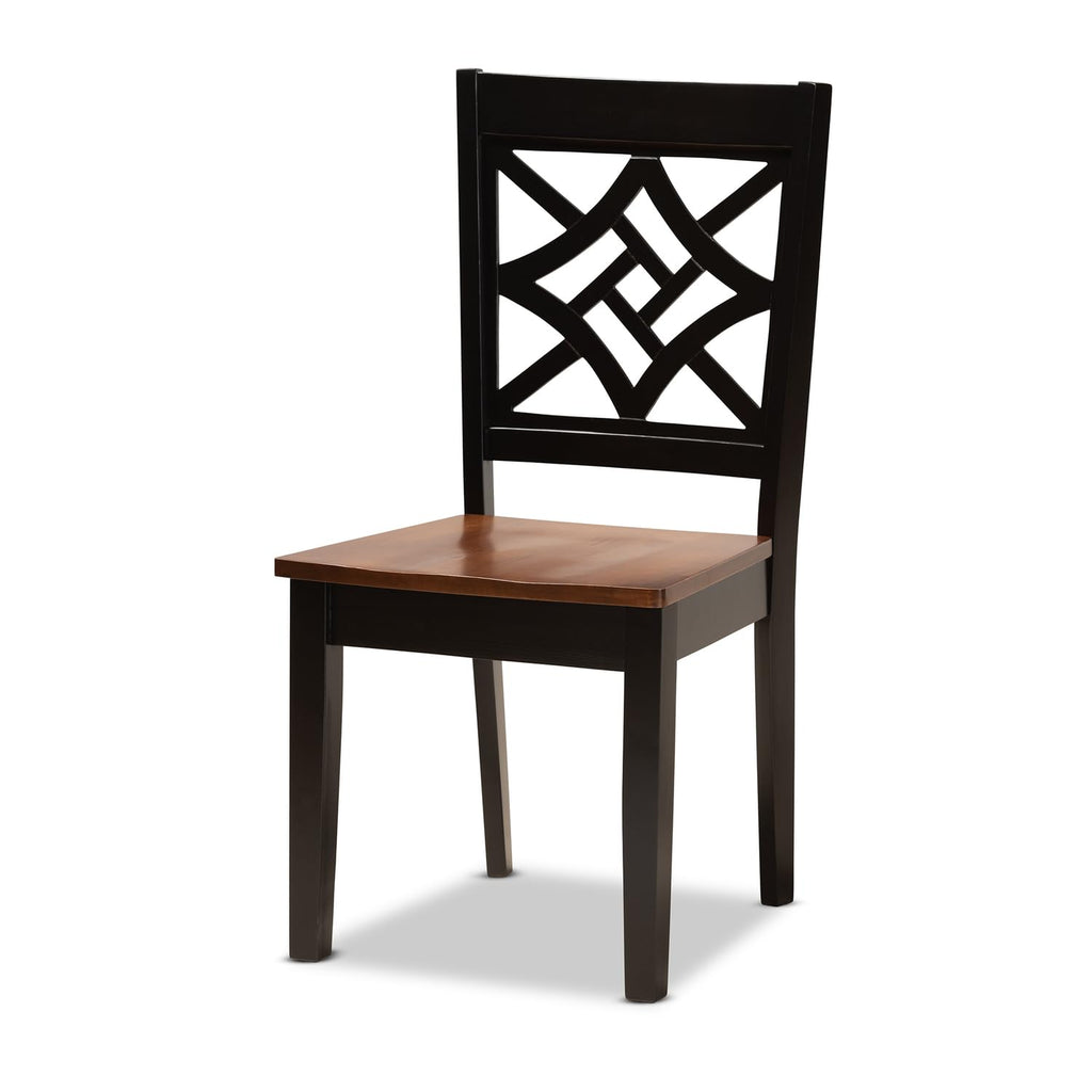 Baxton Studio Brava Modern and Contemporary Two-Tone Dark Brown and Walnut Brown Finished Wood 5-Piece Dining Set