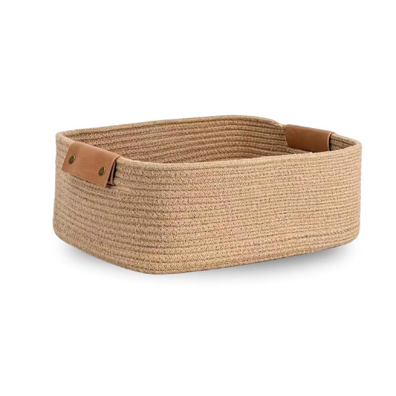 Aura Nest Jute Cotton Storage Gift Basket For Home & Kitchen | Rectangle Case For Closet | Foldable Packing Box | Durable | Mult