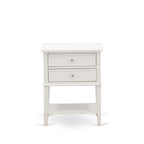 East West Furniture KD16F-1VL0C 2 Piece Wood Bedroom Set-1 Full Bed Dark Khaki Linen Fabric Padded and Button Tufted Headboard with 1 Night Stands-Wire Brushed Butter Cream Finish Nightstand