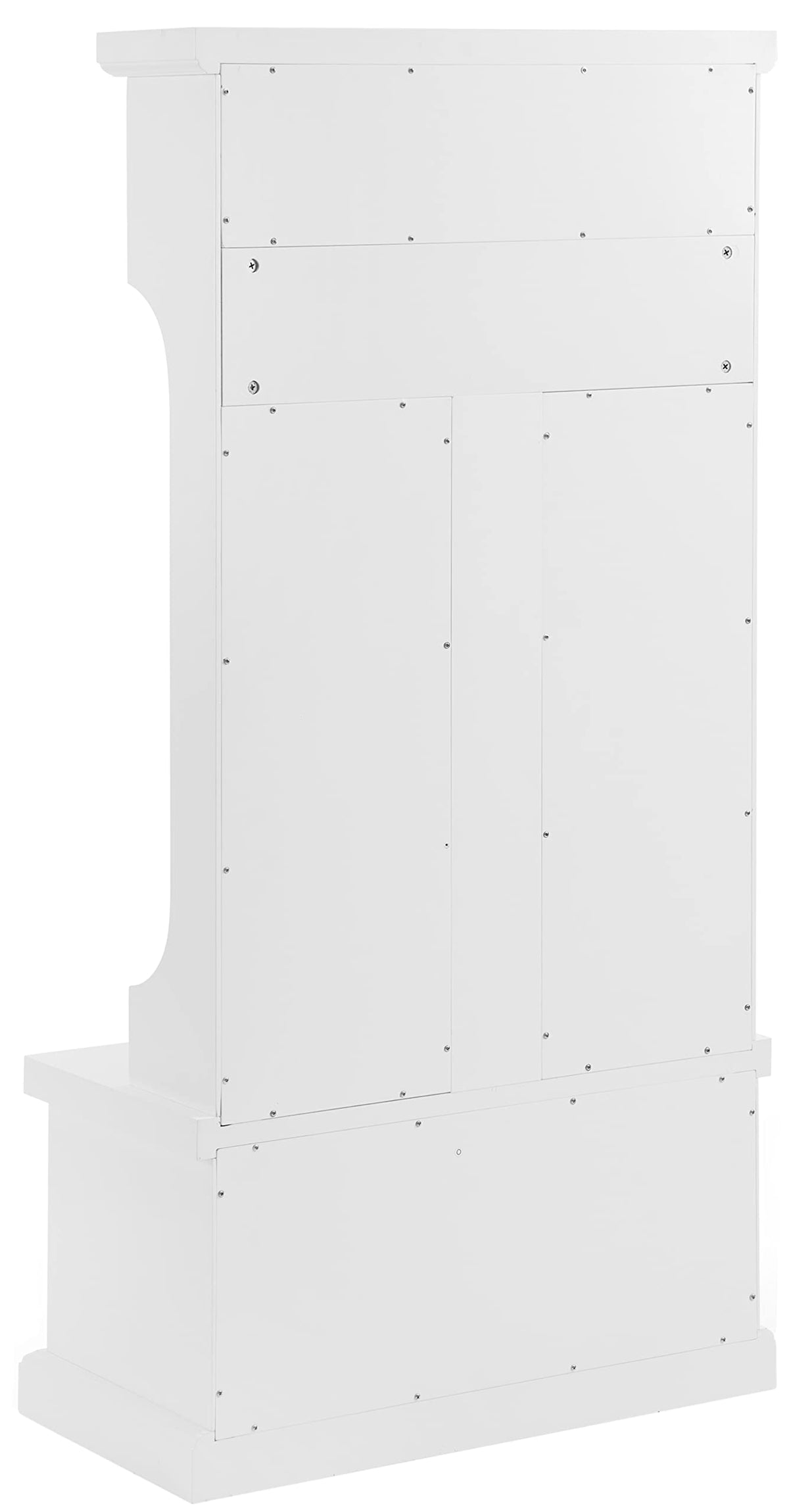 Crosley Furniture Shoreline Hall Tree with Storage Cabinets and Coat Rack Hooks for Hanging, White