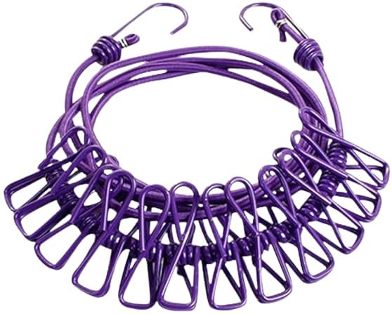 Tribhu Home Kitchen Portable Clothes Drying Rope With 12 Hooks, Assorted Colour Laundry Line For Travel, Balcony, Bathroom And O