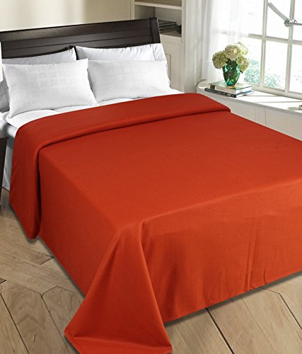 Goyals  Polar Fleece AC Double Bed Blanket (Orange)
