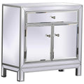 Elegant Decor Modern 2 Door 29' Mirrored Accent Cabinet In Antique Silver