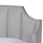 Baxton Studio Adelie Modern Glam Light Grey Velvet Fabric Upholstered Walnut Brown Finished Wood King Size Wingback Platform Bed